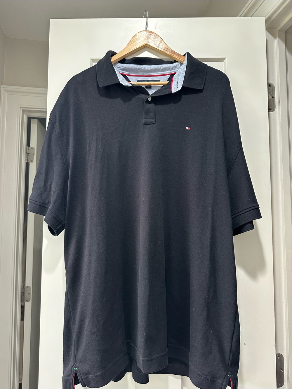 Tommy Hilfiger Men's Black Polo with Contrast Collar